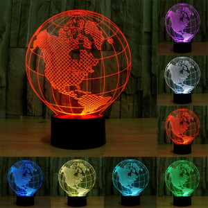 America Globe Style 7 Color Decoloration Creative Visual stéréo lampe 3D Touch Switch Control LED Light Lampe de bureau Night Light SA62418-20
