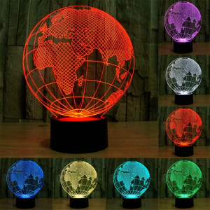 European Globe Style 7 Décoloration des couleurs Lampe stéréo visuelle créative Contrôle du contact tactile 3D Lumière LED Lampe de bureau Lampe de nuit SE62481-20