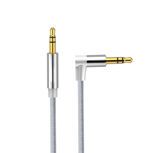 AV01 Câble audio coudé mâle à mâle 3,5 mm, longueur: 3 m (gris argenté) SH21SH1580-20