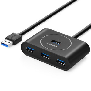 UGREEN Portable Super Speed ​​4 ports USB 3.0 adaptateur de câble HUB, pas de support OTG, longueur de câble: 2 m (noir) SU215B1742-20