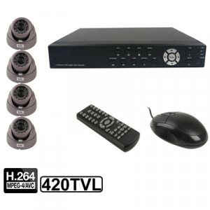 Kit enregistreur vidéo numérique 4 canaux (CCD Sony 1/3, 420TVL, 24 LED IR, objectif 6mm, Distance IR: 25m, H.264 (8204EV + 622A) SH110A1098-20