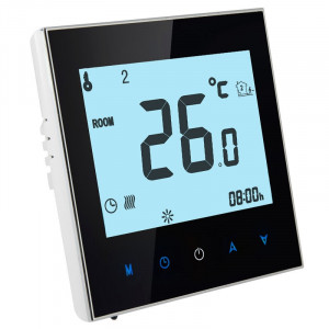 Thermostat d'ambiance programmable d'affichage à cristaux liquides de système de chauffage par le sol électrique (noir) SH0507355-20