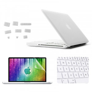 ENKAY pour MacBook Pro 13.3 pouces (US Version) / A1278 4 en 1 Coque de protection en plastique dur givré avec protecteur d'écran et protège-clavier et bouchons anti-poussière (blanc) SE302W1865-20
