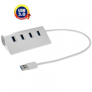 Haute vitesse 5Gbps 4 Ports USB 3.0 HUB Portable Aluminium USB Splitter, Soutien 2 To (Argent) SH533S1621-20
