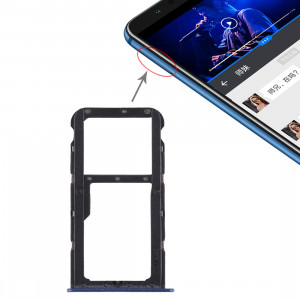 Bac Carte SIM + Bac Carte SIM / Bac Micro SD pour Huawei Honor Play 7X (Bleu) SH477L55-20