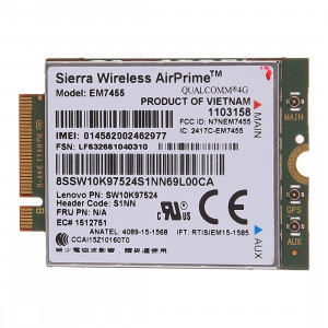 EM7455 Sierra Wireless FDD / TDD Module LTE Cat6 4G, CARTE 4G pour ordinateur portable Lenovo ThinkPad P50 P50S P40 Yoga L460 T460 T460P T460S SH8552632-20