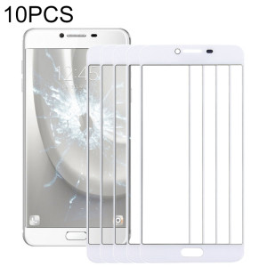 Pour Samsung Galaxy C5 10pcs Lentille en verre extérieure de l'écran avant (Blanc) SH61WL1432-20