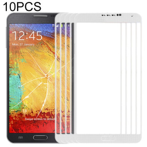 Pour Samsung Galaxy Note III / N9000 10pcs Lentille en verre extérieure de l'écran avant (Blanc) SH578W1210-20