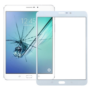 Pour Samsung Galaxy Tab S2 8.0 LTE / T719 Lentille en verre extérieure de l'écran avant avec adhésif optiquement transparent OCA (blanc) SH60WL1148-20