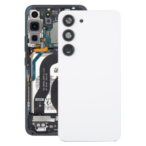 Pour Samsung Galaxy S23 SM-S911B Couvercle arrière de batterie en verre OEM avec couvercle d'objectif d'appareil photo (blanc) SH63WL164-20