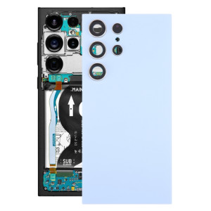 Pour Samsung Galaxy S24 Ultra SM-S928B Couvercle arrière de batterie OEM avec couvercle d'objectif d'appareil photo (bleu) SH71LL381-20