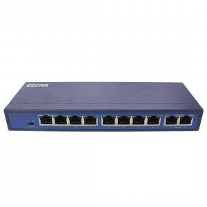 ESCAM POE 8 + 2 Commutateur Fast Ethernet à 10 ports Commutateur réseau POE 10 / 100M 120W à 8 ports, Distance de transmission: 150m (Noir) SE143B1608-20