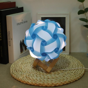 Creative Bedroom Chevet Night Light USB Lampe de décoration de chambre romantique ronde avec base en bois, Style: Produit fini (Bleu) SH002D454-20