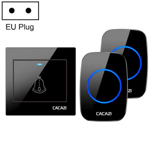 CACAZI H10 1 pour 2 sonnette de musique sans fil pour la maison sans batterie, prise : prise UE (noir) SC002B722-20