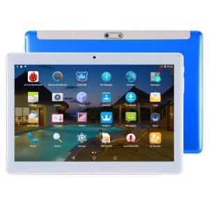 Tablette d'appel 3G, 10,1 pouces 2.5D, 2 Go + 32 Go, Android 7.0 MTK6580 Quad Core 1.3GHz, Double SIM, Prise en charge GPS / OTG, avec étui en cuir (bleu) SH048L894-20