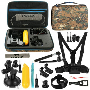 PULUZ 20 en 1 Accessoires Kit combiné avec camouflage EVA Case pour GoPro GoPro HERO5 /4 Session /4 /3+ /3 /2 /1 SPKT317-20
