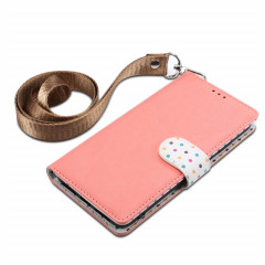 Etui à rabat horizontal en cuir avec fentes pour cartes, porte-monnaie et lanière pour iPhone 11 Pro Max (rose)