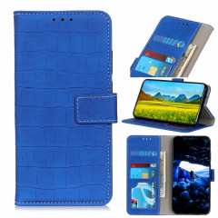 Texture de crocodile Table à bascule horizontale avec porte-cartes et portefeuille pour iPhone 13 Pro (Bleu)