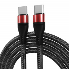 PD 60W USB-C / TYPE-C sur USB-C / TYPE-C Données tressées en nylon de chargement rapide, Longueur du câble: 1M (rouge)
