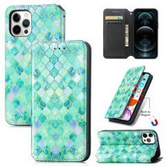 Dessin coloré Horizontal horizontal Boîtier en cuir PU avec porte-carte et portefeuille pour iPhone 13 mini (pierre émeraude)