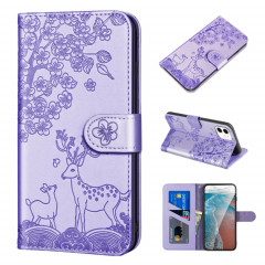 SIKA DEER Motif de gaufrage Horizontal Flip PU Coque en cuir PU avec support et carte de portefeuille et cadre de portefeuille et photo pour iPhone 13 Pro (violet)