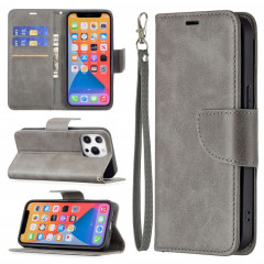 Pour iPhone 13 Texture en peau d'agneau rétro Couleur Pure Couleur horizontale Horizontale en cuir PU, avec porte-carte et portefeuille et lanière (gris)