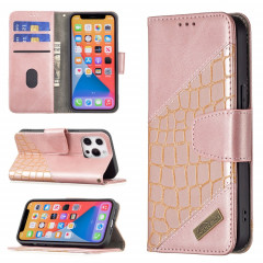 Pour iPhone 13 PRO Couleur Couleur Crocodile Texture Horizontale Flip PU Housse en cuir PU avec portefeuille et porte-cartes (or rose)
