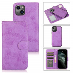 Étui de cuir horizontal horizontal rétro 2 en 1 avec des machines à roulettes et portefeuille pour iPhone 13 (violet)