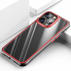 Belle couleur TPU + Case Clear PC Quatre-angles All-Inclusive Case pour iPhone 13 Pro (rouge)