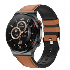 E300 Bracelet de montre en cuir avec écran de 1,32 pouces La montre de santé intelligente prend en charge la surveillance de la température corporelle, la surveillance ECG de la pression artérielle (marron)