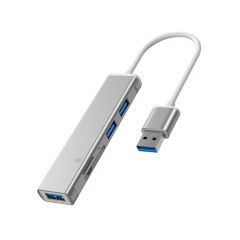 Emplacement pour carte USB vers SD / TF 5 en 1 + 3 ports USB HUB de station d'accueil multifonctionnel (argent)