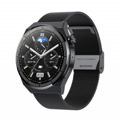 Ochstin 5HK46P Montre intelligente avec écran rond et bracelet en acier de 1,36 pouce avec fonction d'appel Bluetooth (Noir)