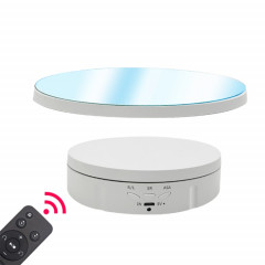 Présentoir rotatif électrique miroir de 22cm, accessoires de tournage vidéo en direct, plateau tournant avec télécommande (blanc)