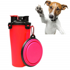 Tasse à eau et à nourriture portable à double usage pour animaux de compagnie avec bol pliant