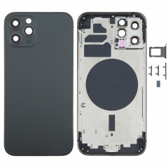 Couvercle arrière du boîtier avec plateau de la carte SIM, touches latérales et objectif de l'appareil photo pour iPhone 12 Pro (noir)