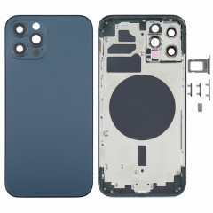 Couvercle arrière du boîtier avec plateau pour carte SIM, touches latérales et objectif de l'appareil photo pour iPhone 12 Pro (bleu)