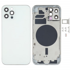 Couvercle arrière du boîtier avec plateau de la carte SIM, touches latérales et objectif de l'appareil photo pour iPhone 12 Pro (blanc)