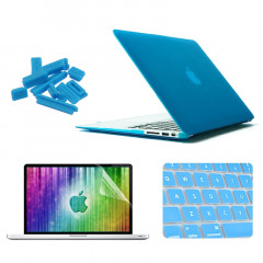 ENKAY pour MacBook Air 13,3 pouces (Version US) 4 en 1 Coque de protection en plastique dur givré avec protecteur d'écran et clavier et bouchons anti-poussière (bleu)