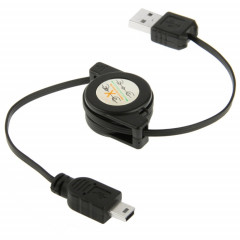 Câble USB 1.1 vers Mini USB 5 broches pour données rétractable et chargeur pour Motorola V3 / téléphone portable / MP3 / MP4 / appareil photo numérique / GPS, longueur: 10 cm (peut être rallongé jusqu'à 80 cm),