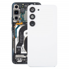 Pour Samsung Galaxy S23 SM-S911B Couvercle arrière de batterie en verre OEM avec couvercle d'objectif d'appareil photo (blanc)