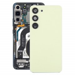 Pour Samsung Galaxy S23 SM-S911B Couvercle arrière de batterie en verre OEM avec couvercle d'objectif d'appareil photo (jaune)