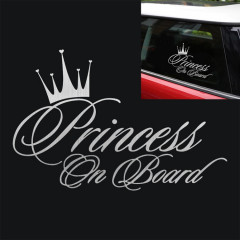 Autocollant réfléchissant de voiture de vinyle de laser de motif de bébé de princesse Princesse, taille: 16.5x10.9cm (Argent)