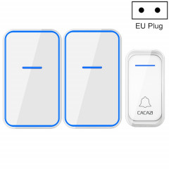 CACAZI A68-2 Un à deux télécommandes sans fil Sonnette électronique Soignée de sonnette Smart Digital Soorbell, Style: Fiche EU (Blanc)