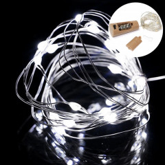 10 pièces - Guirlande LED pour bouteille fil de cuivre IP44 lampe de décoration étanche: 2m 20 LEDs (lumière blanche)