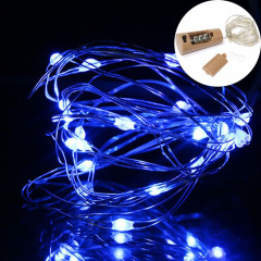 10 pièces LED bouteille de vin liège fil de cuivre guirlande lumineuse IP44 lampe de décoration de vacances étanche, style: 2m 20LEDs (lumière bleue)