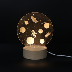 Atmosphère 3D lumière décorative acrylique intérieur sculpté LED veilleuse lampe de table fille créative (astronaute de bande dessinée)