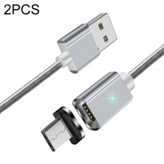 2 PCS Essope Smartphone Smartphone Fast Chargement et Transmission de données Câble magnétique avec tête magnétique micro USB, longueur du câble: 2m (argent)