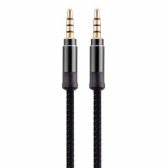 Câble audio AUX Jack 3,5 mm mâle à mâle stéréo de voiture plaqué or pour appareils numériques standard AUX 3,5 mm, longueur: 1,5 m (noir)
