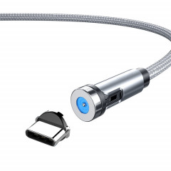 Fil magnétique rotatif CC56 Dust Plug, longueur du câble : 1 m, style : tête de type C/USB-C (argent).