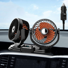 F621 Tourne-disque rotatif pour voiture Ventilateur à double tête silencieux pour voiture, modèle : allume-cigare 24 V
